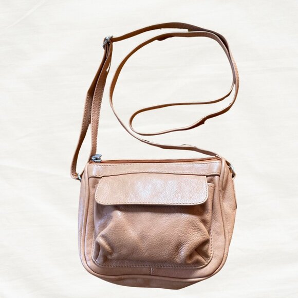 Green Mountain Tan Leather Crossbody | Soft Pebbled Everyday Purse - Picture 1 of 3